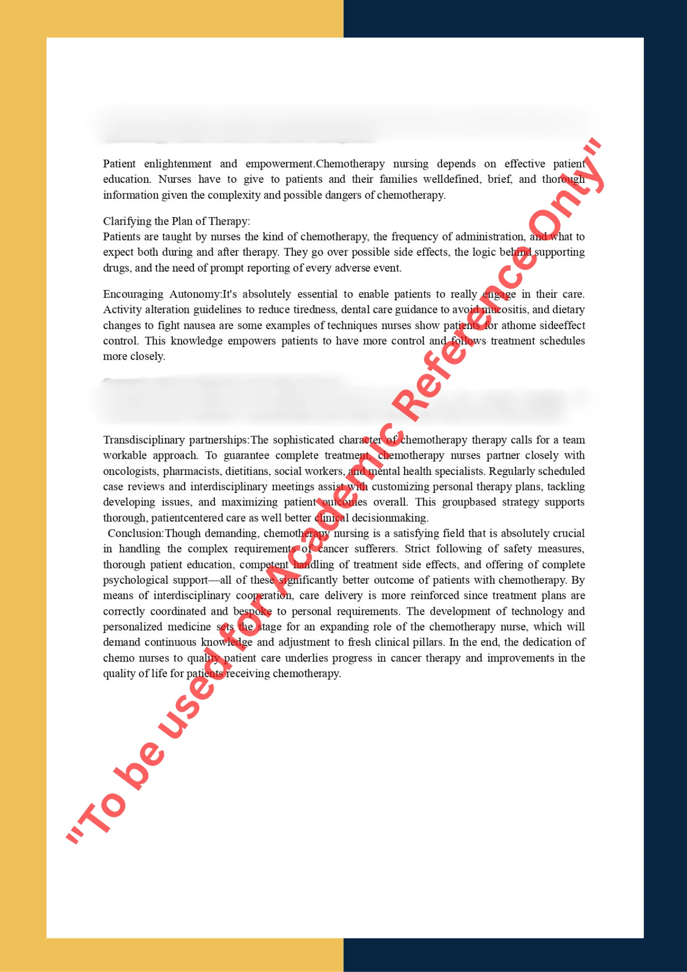 Assignment Sample Of Subject CN 510– Chemotherapy Nursing 1